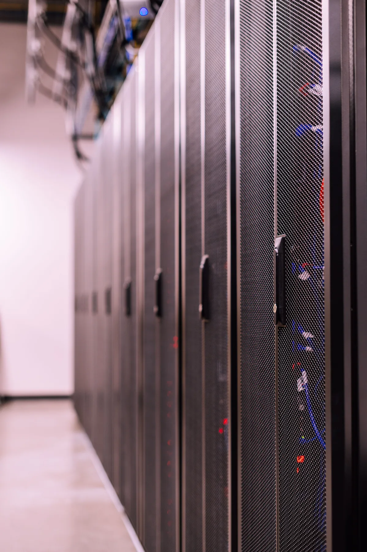 Enterprise server racks in a modern data center